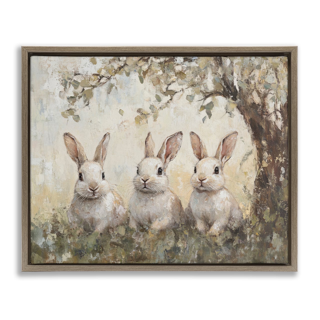 Stupell Industries Fairytale Bunnies Under Tree Floating Frame Wall Art